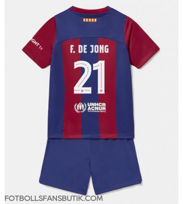 Barcelona Frenkie de Jong #21 Replika Hemmatröja Barn 2023-24 Kortärmad (+ Korta byxor)